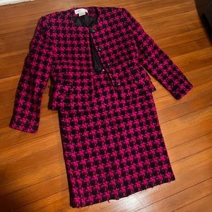 Jones New York Tweed Houndstooth Blazer Skirt Set